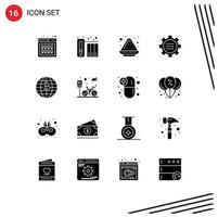 User Interface Pack of 16 Basic Solid Glyphs of setting gear history configuration powder Editable Vector Design Elements