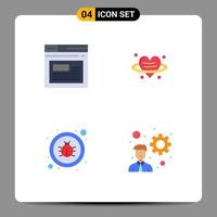 Mobile Interface Flat Icon Set of 4 Pictograms of internet fixing website valentine virus Editable Vector Design Elements
