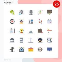 Set of 25 Modern UI Icons Symbols Signs for wallet complete electrical hand business startup Editable Vector Design Elements