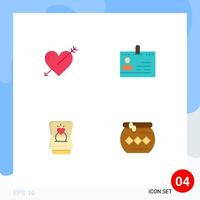 4 Universal Flat Icons Set for Web and Mobile Applications heart office love business phone Editable Vector Design Elements