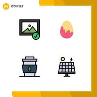 Set of 4 Modern UI Icons Symbols Signs for image drink decoration egg food Editable Vector Design Elements