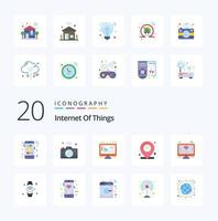 20 Internet Of Things Flat Color icon Pack like monitor iot cloud internet of things location vector