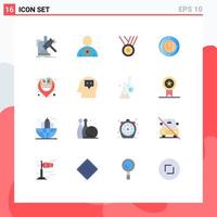 Pictogram Set of 16 Simple Flat Colors of library computing award power electricity Editable Pack of Creative Vector Design Elements