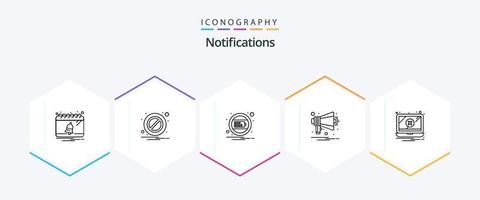 paquete de iconos de 25 líneas de notificaciones que incluye el problema. error. cargar. notificación. bocina vector