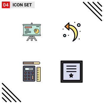 Modern Set of 4 Filledline Flat Colors Pictograph of presentation scale graph left arrow badges Editable Vector Design Elements