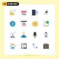 16 Flat Color concept for Websites Mobile and Apps dollar globe grid world house Editable Pack of Creative Vector Design Elements