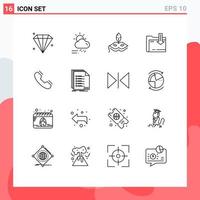 Stock Vector Icon Pack of 16 Line Signs and Symbols for contact arrow mask computing folder Editable Vector Design Elements