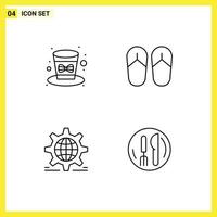 User Interface Pack of 4 Basic Filledline Flat Colors of celebration world holiday sandal web Editable Vector Design Elements