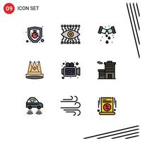 9 iconos creativos signos y símbolos modernos de logro de medios posición de plomero imperio elementos de diseño vectorial editables vector