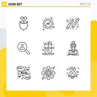 9 Thematic Vector Outlines and Editable Symbols of networking browse block sweet party Editable Vector Design Elements