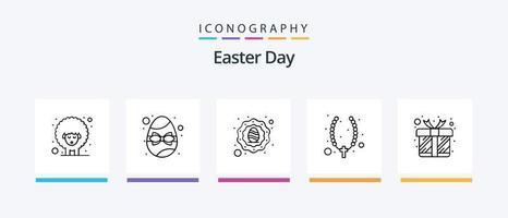 Easter Line 5 Icon Pack Including balloon. holiday. festival. egg. star egg. Creative Icons Design vector