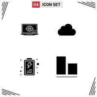 4 Creative Icons Modern Signs and Symbols of laptop interface presentation storage align Editable Vector Design Elements
