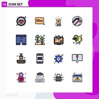 Universal Icon Symbols Group of 16 Modern Flat Color Filled Lines of trouser pants cup report business Editable Creative Vector Design Elements