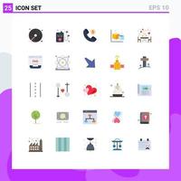 Universal Icon Symbols Group of 25 Modern Flat Colors of romantic dinner ecommerce object cube Editable Vector Design Elements