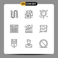 Universal Icon Symbols Group of 9 Modern Outlines of website page person internet mirror Editable Vector Design Elements