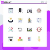 Set of 16 Modern UI Icons Symbols Signs for message sesame seeds sound sesame music Editable Pack of Creative Vector Design Elements