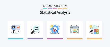 Paquete de 5 iconos planos de análisis estadístico que incluye contabilidad. optimizar. análisis. desarrollo. entorno. diseño de iconos creativos vector