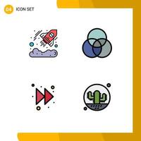 4 User Interface Filledline Flat Color Pack of modern Signs and Symbols of business right startup intersection desert Editable Vector Design Elements