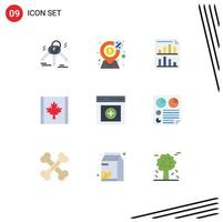 Universal Icon Symbols Group of 9 Modern Flat Colors of interface leaf bars flag report Editable Vector Design Elements