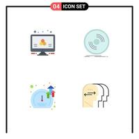 Set of 4 Vector Flat Icons on Grid for atom meter science phonograph speed Editable Vector Design Elements