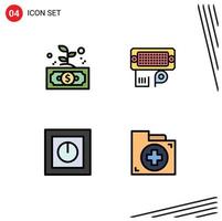 Modern Set of 4 Filledline Flat Colors Pictograph of business devices leaf connection products Editable Vector Design Elements