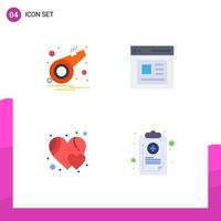 4 Creative Icons Modern Signs and Symbols of alarm heart whistle interface chart Editable Vector Design Elements