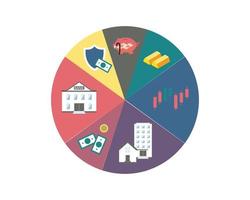 Asset allocation dividing an investment portfolio among different asset categories, such as stocks, bonds, and cash vector