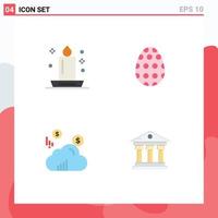 Pictogram Set of 4 Simple Flat Icons of candle cloud light easter dollar Editable Vector Design Elements