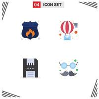 Modern Set of 4 Flat Icons and symbols such as access disc fire receive floppy Editable Vector Design Elements