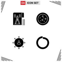 Set of 4 Modern UI Icons Symbols Signs for compass career geometry biology human Editable Vector Design Elements