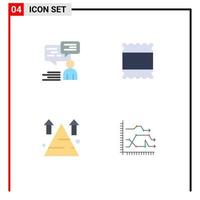 Editable Vector Line Pack of 4 Simple Flat Icons of chat arrow user maximize top Editable Vector Design Elements