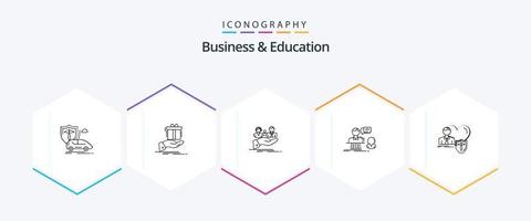 paquete de iconos de 25 líneas de negocios y educación que incluye respuesta. consulta. idea. mano. familia vector