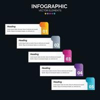 Diagrama de infografía de 5 opciones Informe anual Diseño web Concepto de negocio Pasos o procesos vector