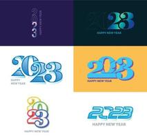 Big Collection of 2023 Happy New Year symbols Cover of business diary for 2023 with wishes vector