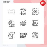 9 Thematic Vector Outlines and Editable Symbols of card dumplings user dinner cash Editable Vector Design Elements