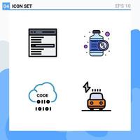 User Interface Pack of 4 Basic Filledline Flat Colors of communication cloud search heart develop Editable Vector Design Elements