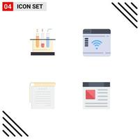 Set of 4 Modern UI Icons Symbols Signs for tube notes medical router student notes Editable Vector Design Elements