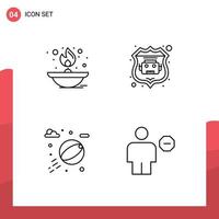 Pack of 4 Modern Filledline Flat Colors Signs and Symbols for Web Print Media such as light water lamp robot database avatar Editable Vector Design Elements