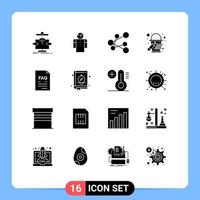 16 User Interface Solid Glyph Pack of modern Signs and Symbols of file contact person paint bucket bucket Editable Vector Design Elements