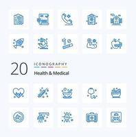 20 Health And Medical Blue Color icon Pack like droop soup medical medicine hospital vector