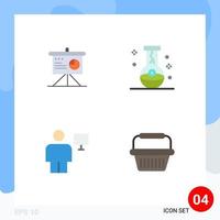 4 Universal Flat Icon Signs Symbols of presentation avatar business flask computer Editable Vector Design Elements