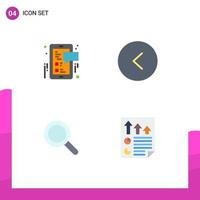 Pictogram Set of 4 Simple Flat Icons of facebook magnifying mobile left arrows Editable Vector Design Elements