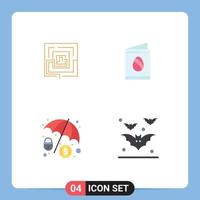 4 User Interface Flat Icon Pack of modern Signs and Symbols of business cyber crime pertinent egg hacker Editable Vector Design Elements