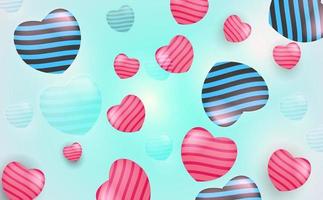 romantic background with heart on blue background vector