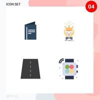 Set of 4 Vector Flat Icons on Grid for menu bridge advertisement king creative Editable Vector Design Elements