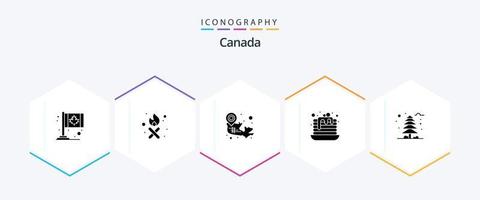 paquete de iconos de 25 glifos de canadá que incluye la jungla. canadiense. dulce. pastel vector