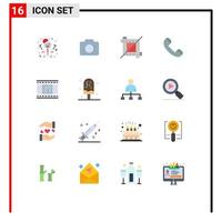 16 Creative Icons Modern Signs and Symbols of cold film reel graphic film telephone Editable Pack of Creative Vector Design Elements