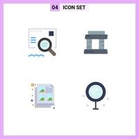 Stock Vector Icon Pack of 4 Line Signs and Symbols for check document search tower cosmetics Editable Vector Design Elements