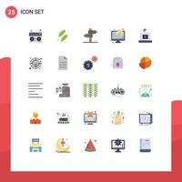 Pictogram Set of 25 Simple Flat Colors of share laptop heart data screen Editable Vector Design Elements