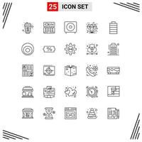 Group of 25 Lines Signs and Symbols for battery premium devices good best Editable Vector Design Elements